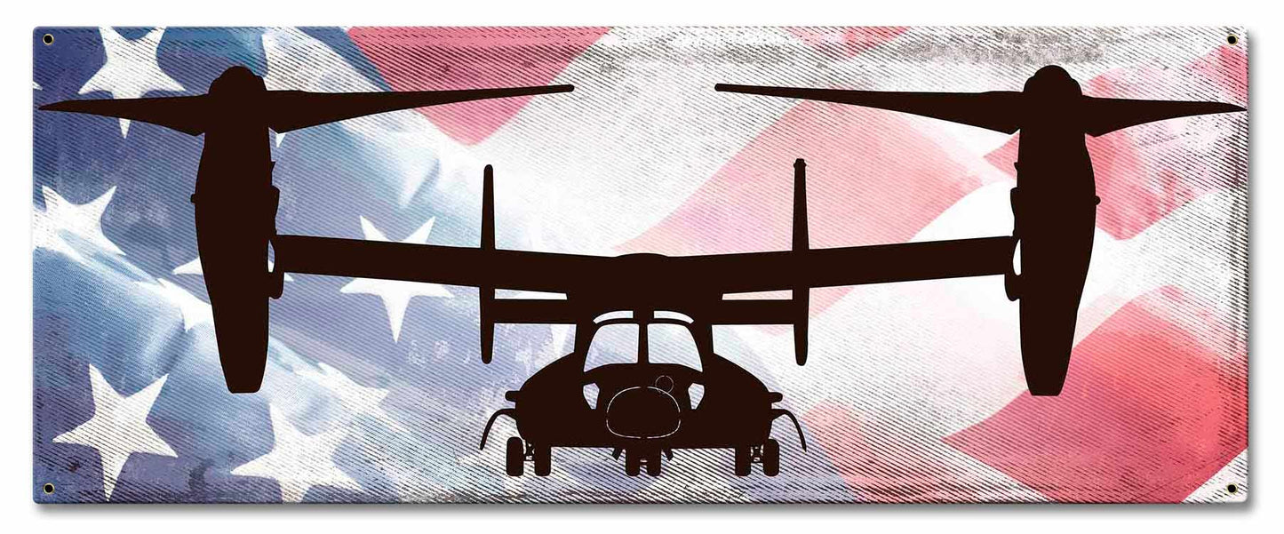 V22 Osprey American Flag 24 x 10