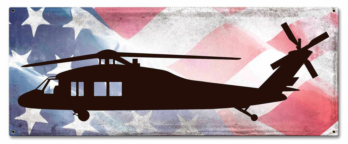 H-60 Helicopter American Flag 24 x 10