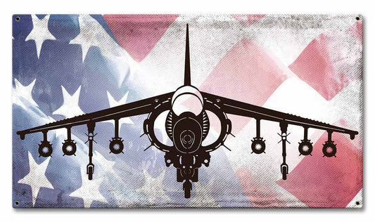 Harrier American Flag Vintage Style Metal Sign 18 x 10