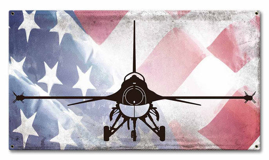 F-16 Vintage Style Metal Sign 18 x 10