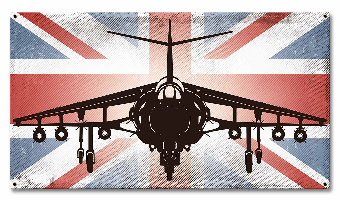 Planes Harrier Uk Flag 18 x 10