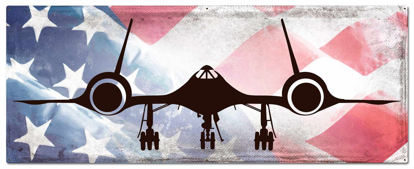 Planes Sr-71 American Flag 48 x 19
