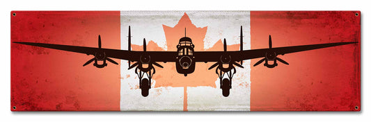 Planes Lancaster Canadian Flag Vintage Style Metal Sign 24 x 7