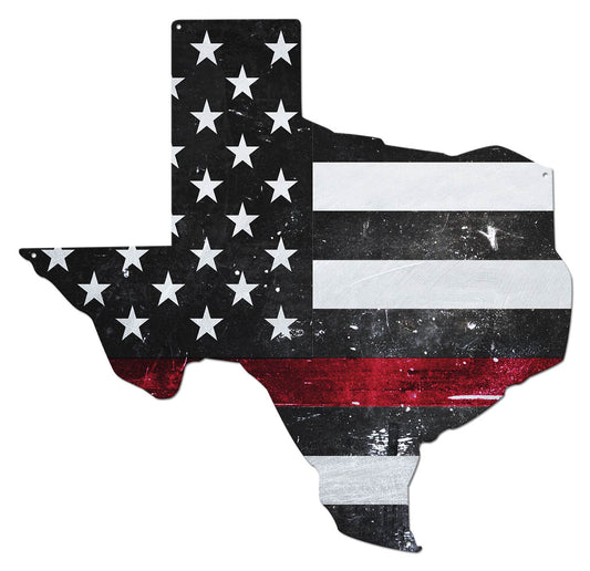 Texas Thin Red Line American Flag Vintage Style Metal Sign 19 x 19