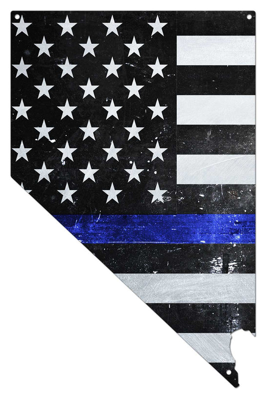 Nevada Thin Blue Line American Flag Vintage Style Metal Sign 14 x 22