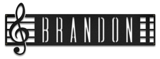 Music Staff Personalized Vintage Style Metal Sign 24 x 9