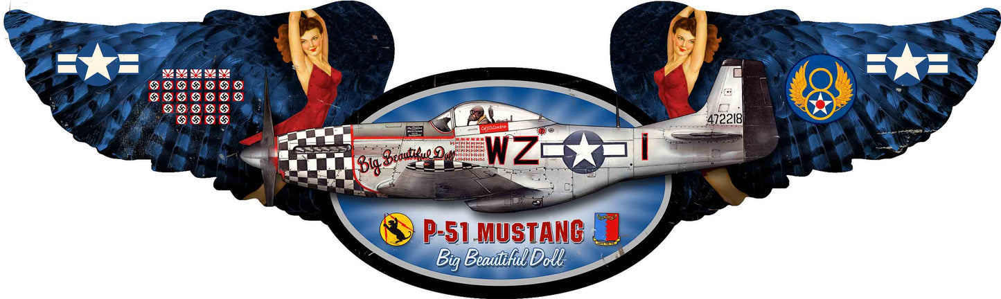 Mustang Winged Oval 58 X 17
