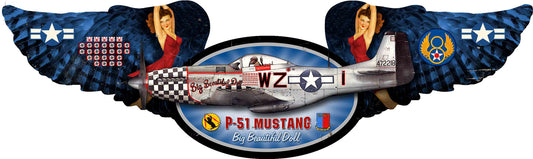 Mustang Winged Oval Vintage Style Metal Sign 58 X 17