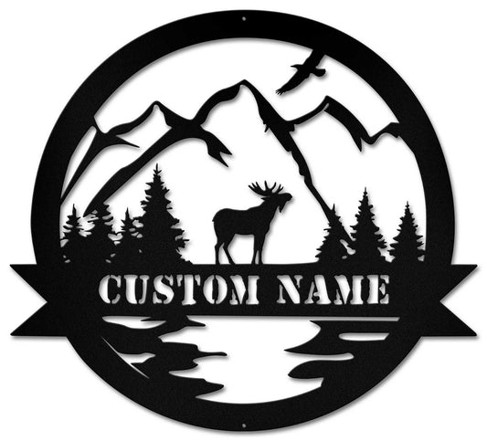 Alpine Moose Personalized Vintage Style Metal Sign 24 x 21
