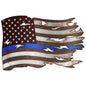 Blue Line Tattered American Flag 42 X 28