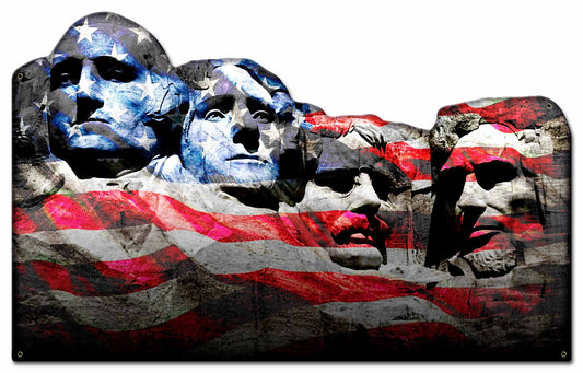 Mount Rushmore Stars And Stripes Vintage Style Metal Sign 24 x 15