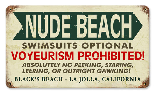 Black'S Nude Beach Vintage Style Metal Sign 14 x 8