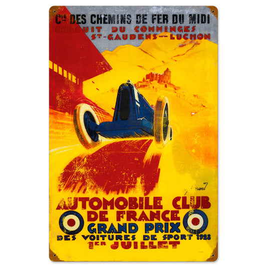 France Grand Prix Vintage Style Metal Sign 16 x 24