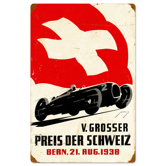 Swiss Car Race Vintage Style Metal Sign 16 x 24