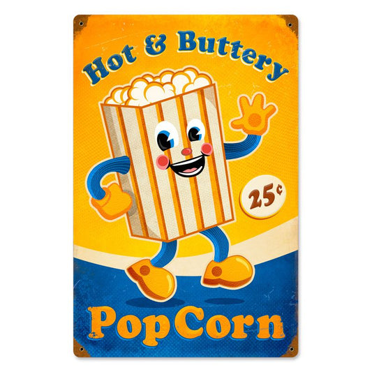 Popcorn Man Vintage Style Metal Sign 12 x 18