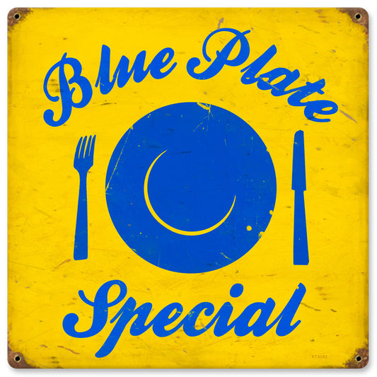 Blue Plate Vintage Style Metal Sign 12 x 12