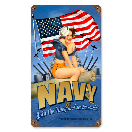 Navy Pinup Vintage Style Metal Sign 8 x 14