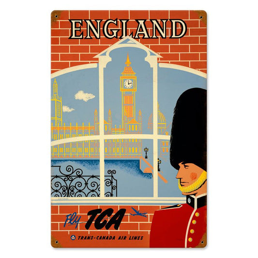 England Travel Vintage Style Metal Sign 8 x 14