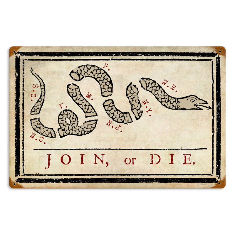 Join Or Die 18 x 12