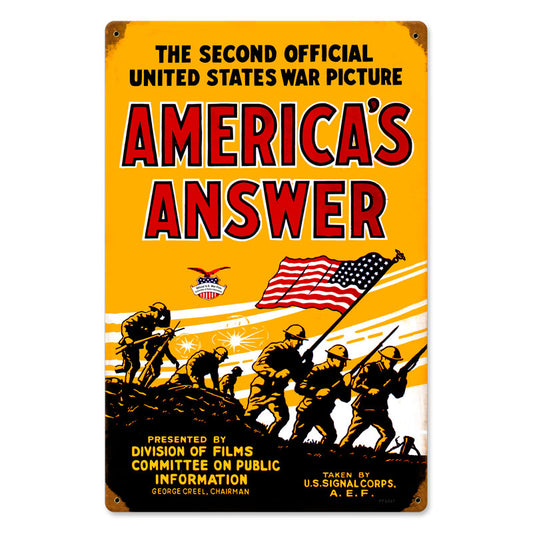 Americans Answer Vintage Style Metal Sign 12 x 18