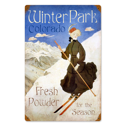 Ski Winter Park Vintage Style Metal Sign 12 x 18