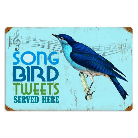 Bird Tweets Vintage Style Metal Sign 18 x 12