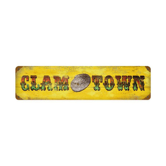 Clam Town Vintage Style Metal Sign 20 X 5