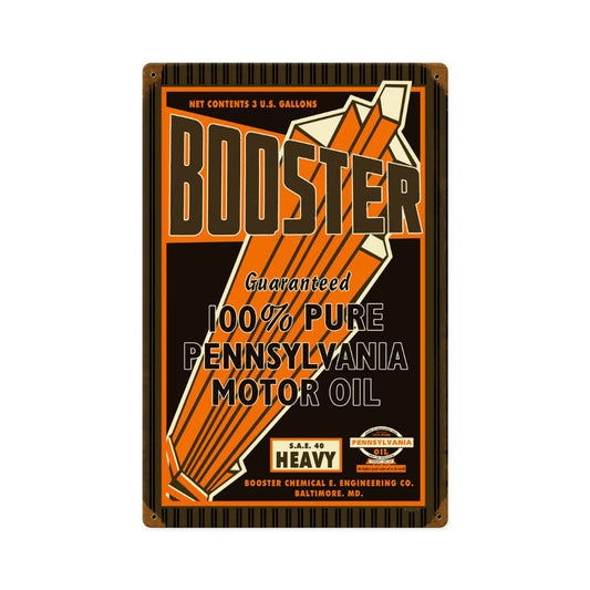 Booster Motor Oil Vintage Style Metal Sign 12 x 18