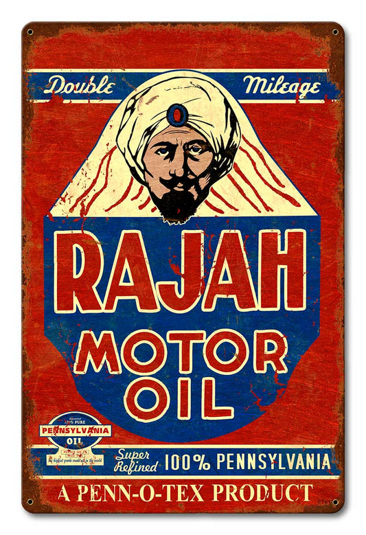 Rajah Motor Oil Vintage Style Metal Sign 12 x 18