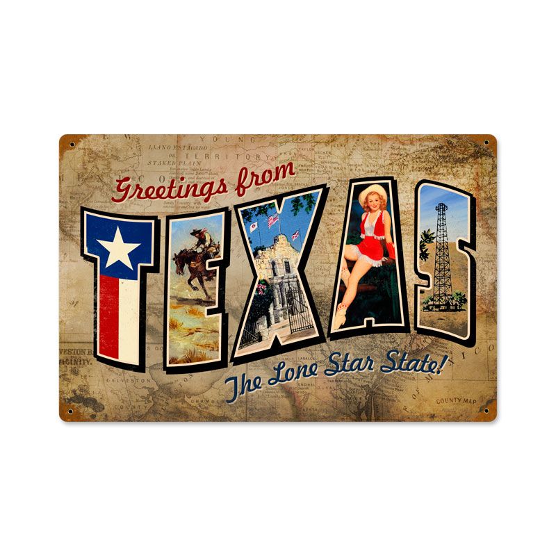 Texas Postcard 18 x 12
