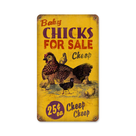 Chicks For Sale Vintage Style Metal Sign 8 x 14