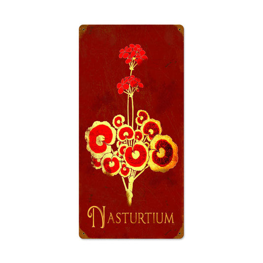 Nasturtium Vintage Style Metal Sign 12 x 24