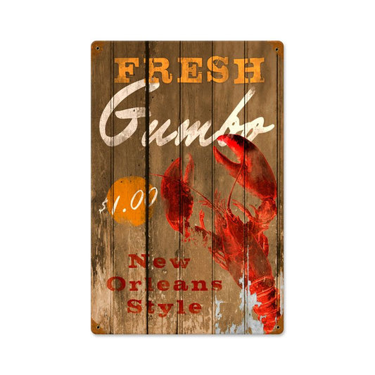 Fresh Gumbo Vintage Style Metal Sign 12 x 18