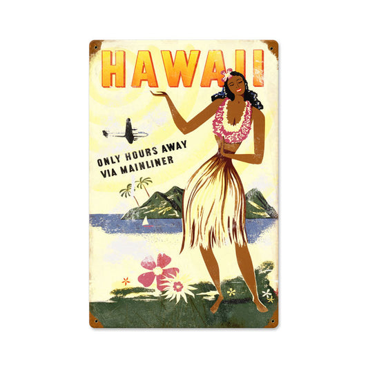 Hawaii Hours Away Vintage Style Metal Sign 12 x 18