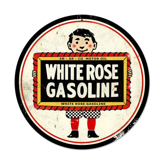 White Rose Vintage Style Metal Sign 14 x 14