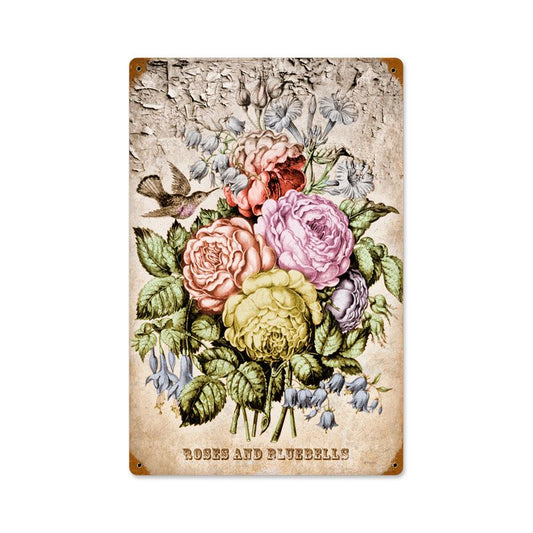 Tinted Flowers Vintage Style Metal Sign 12 x 18