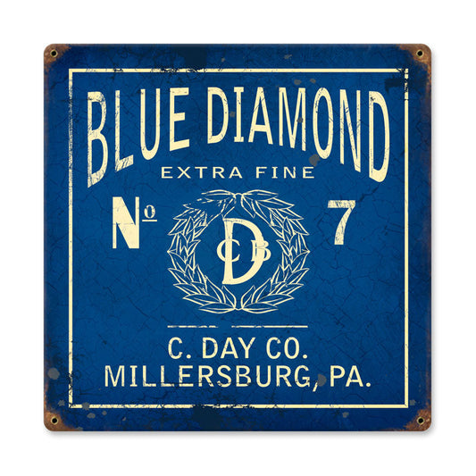 Blue Diamond Vintage Style Metal Sign 12 x 12