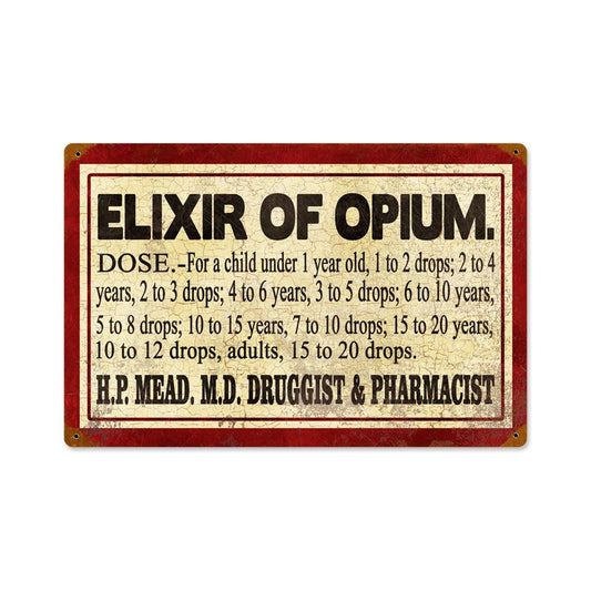 Elixer Of Opium Vintage Style Metal Sign 18 x 12