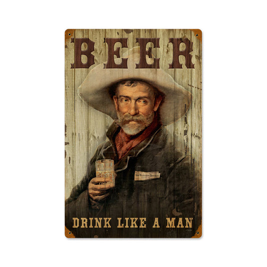 Cowboy Beer Vintage Style Metal Sign 12 x 18