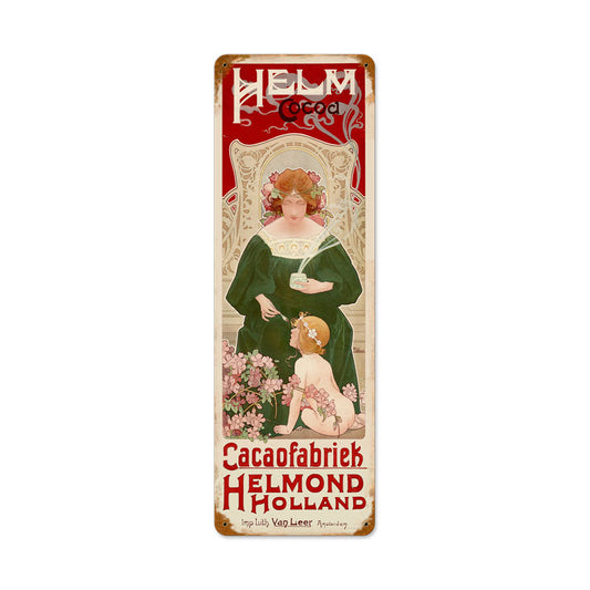 Helm Cocoa Vintage Style Metal Sign 8 x 24