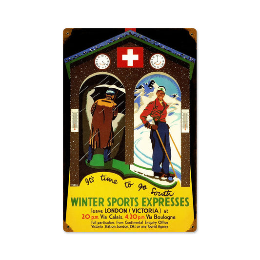 Winter Sports Express Vintage Style Metal Sign 12 x 18