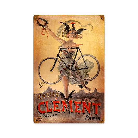 Clement Bicycles Vintage Style Metal Sign 12 x 18