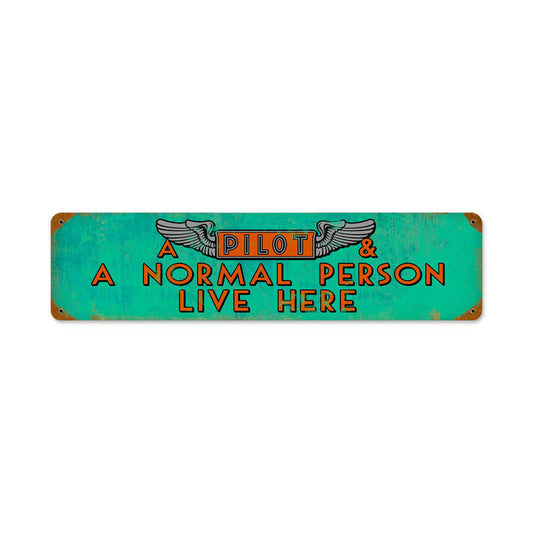 Pilot And Normal Person Vintage Style Metal Sign 20 X 5