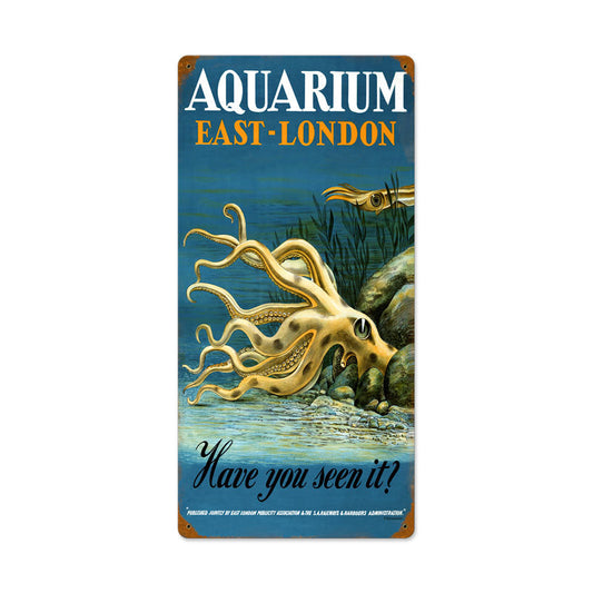 East London Aquarium Vintage Style Metal Sign 12 x 24