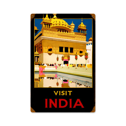 Vista India Travel Vintage Style Metal Sign 12 x 18