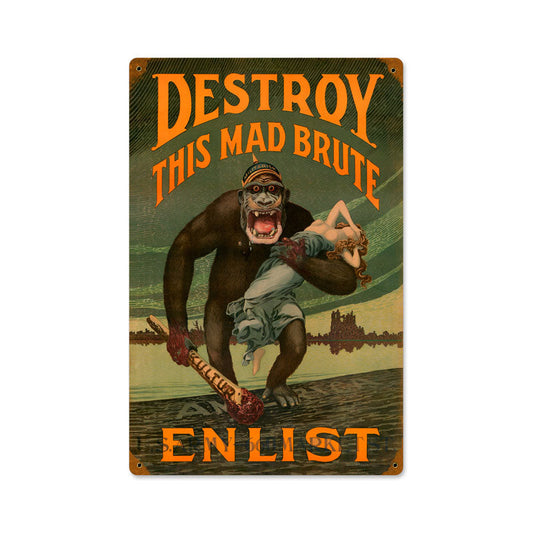 Destroy Mad Brute Vintage Style Metal Sign 12 x 18