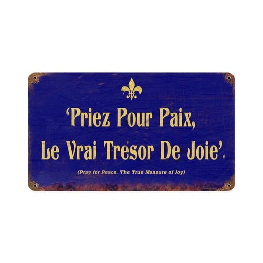 Pray For Peace Vintage Style Metal Sign 8 x 14