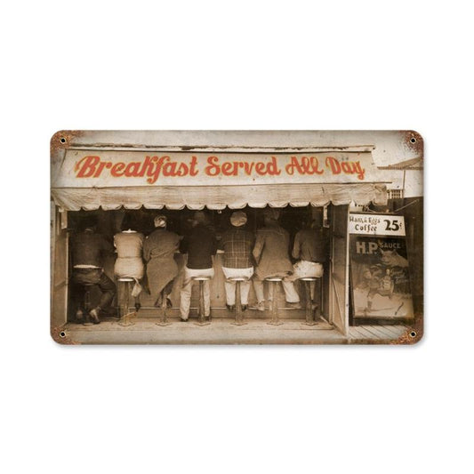 Breakfast All Day Vintage Style Metal Sign 14 x 8