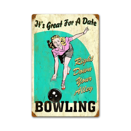 Great For Date Bowling Vintage Style Metal Sign 12 x 18