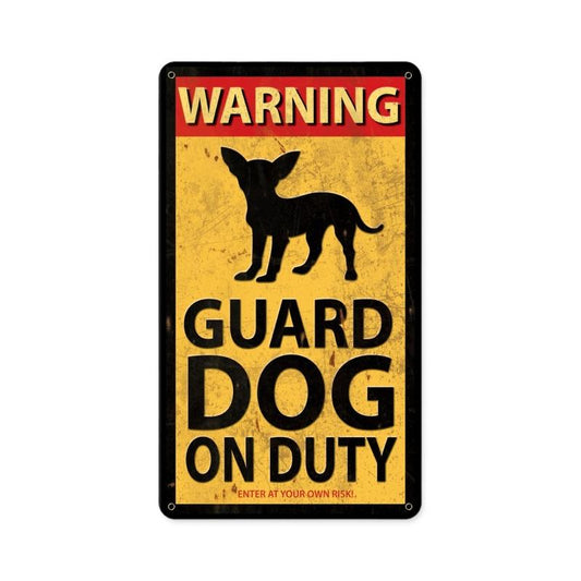 Guard Dog On Duty Vintage Style Metal Sign 8 x 14
